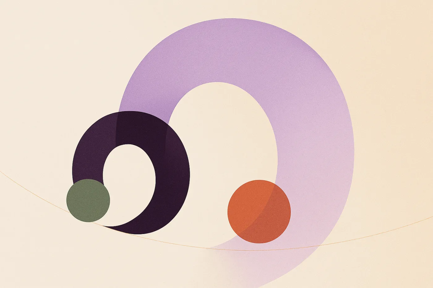 Abstract illustration of a large arc guiding a smaller arc along the same curved path